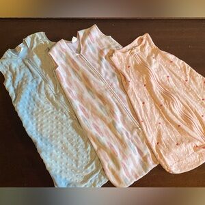 Set of 3 baby girl sleep sacks bags sz M 6-12 mos